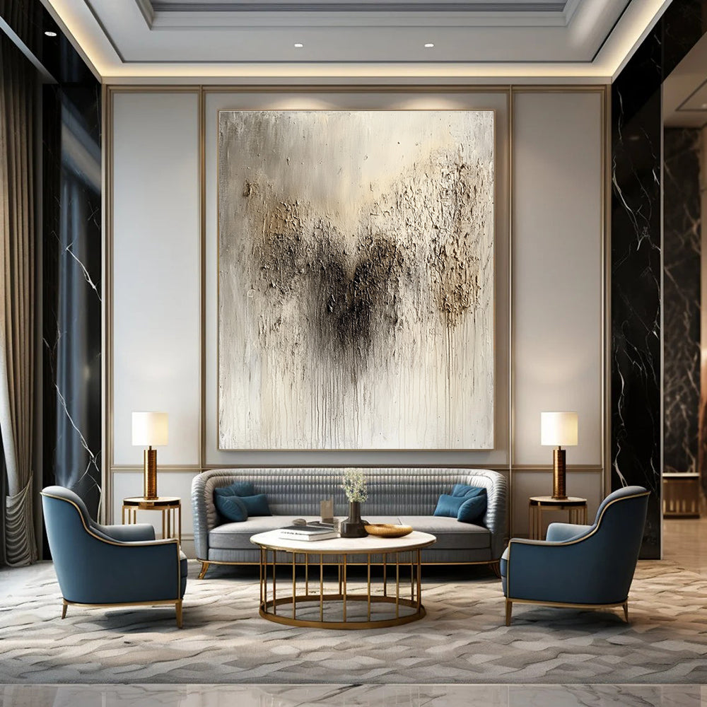 Textured Neutral Abstract Painting for Industrial - Style Lofts GAB1007