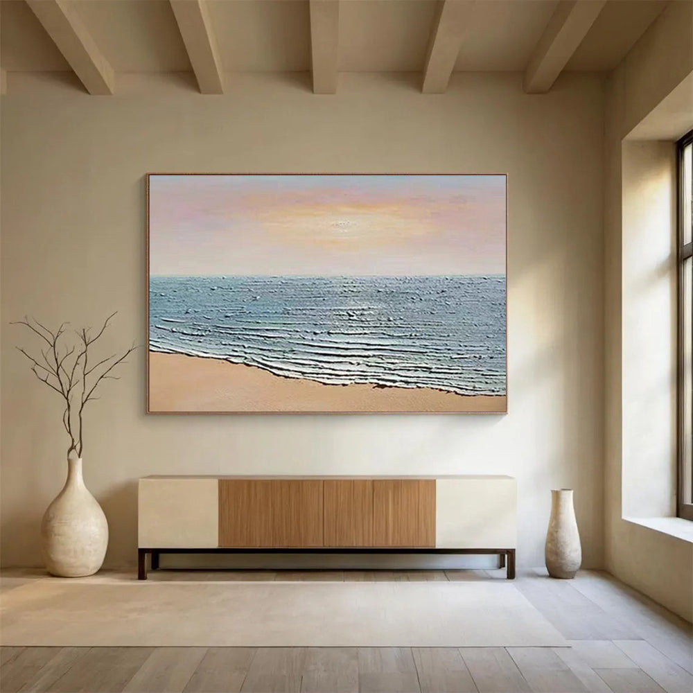 Textured Seaside Abstract Painting for Beachfront Galleries YHT184