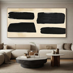 Simple Black Shape Abstract Painting with Understated Charm WINK829