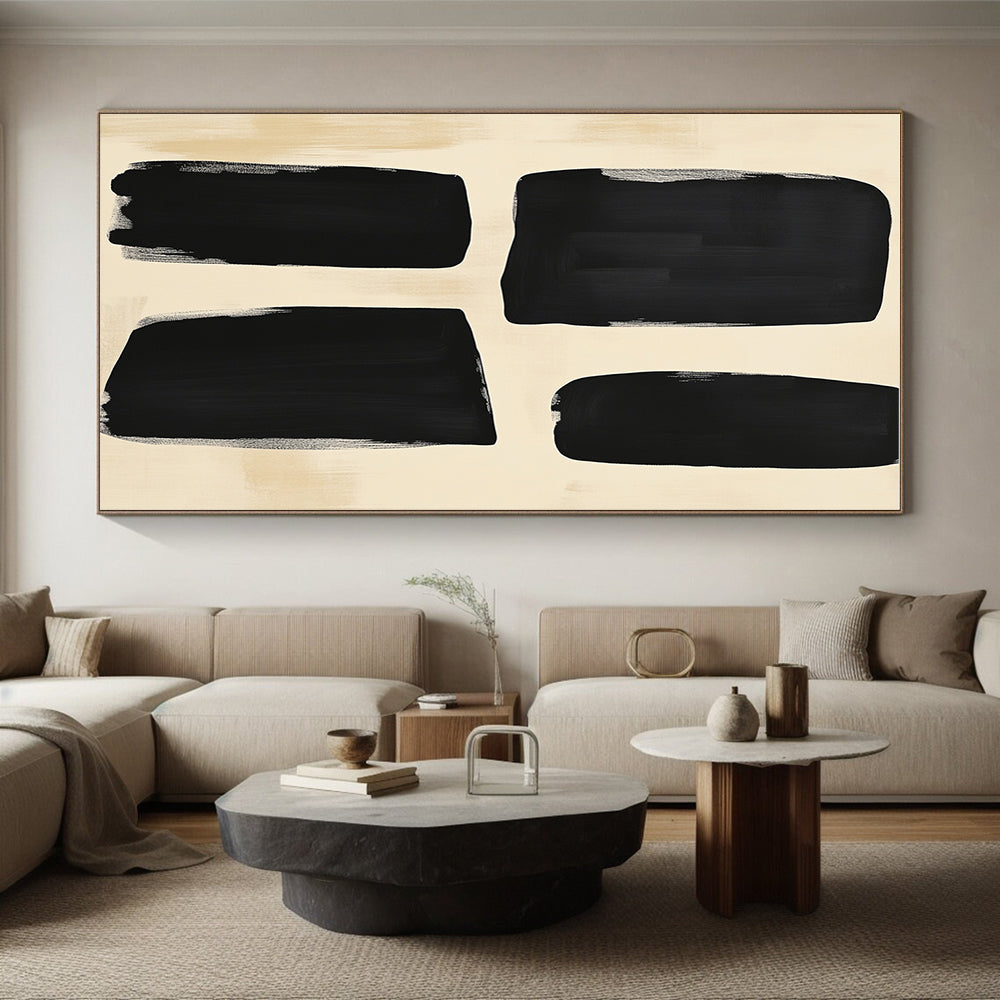 Simple Black Shape Abstract Painting with Understated Charm WINK829