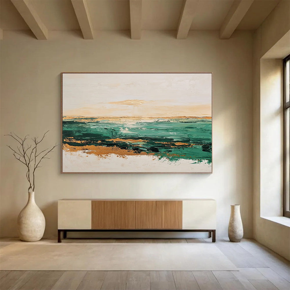 Gold - Accented Sea Abstract Painting ABS240