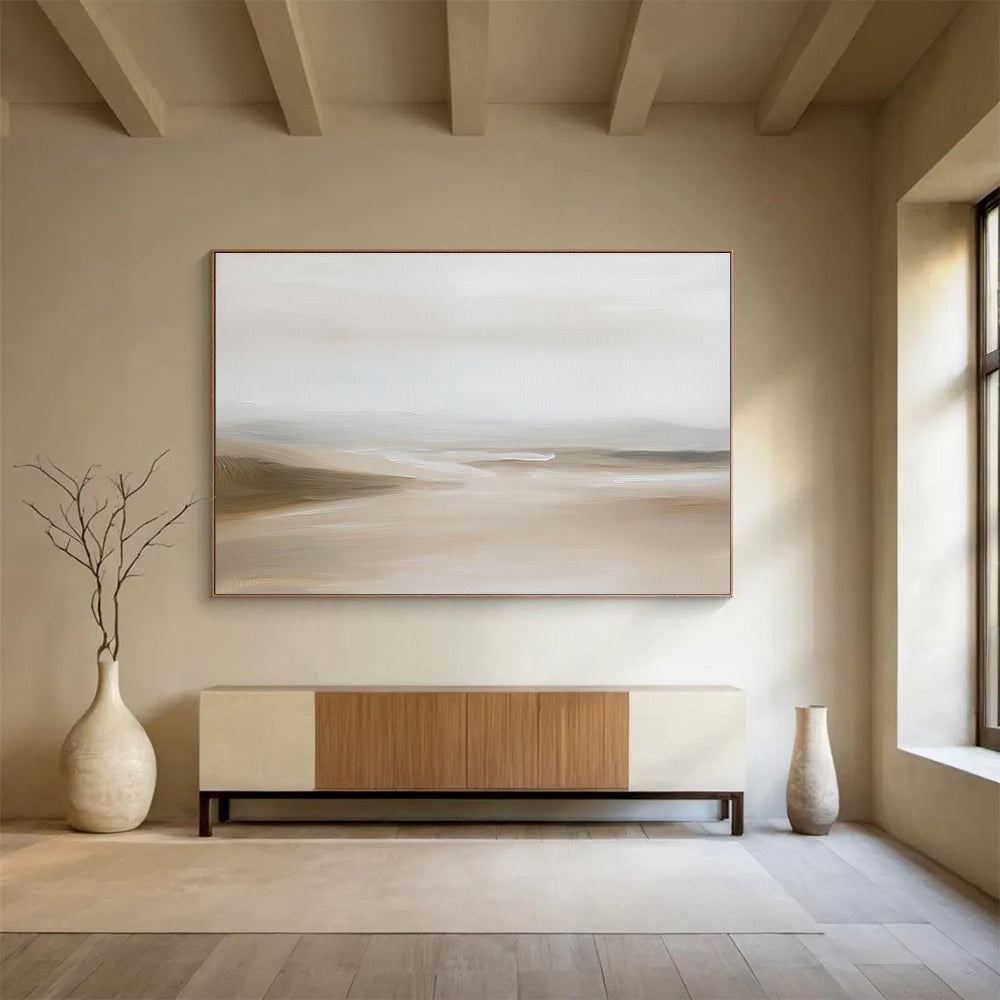 Minimalist Neutral Landscape Abstract Painting with Subtle Calm ABS592
