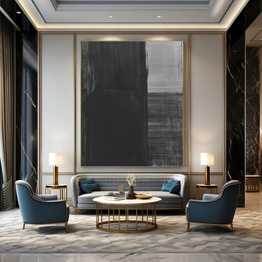 Abstract Black and Gray Painting with Textured Layers GAB0027