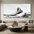 Curved Black - White Abstract Painting with Graceful Contrast WINK351