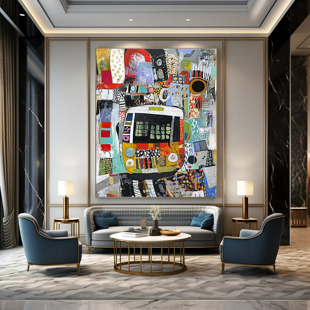 Collage - Style Bus Abstract Painting for Urban Art Museums GAB1238
