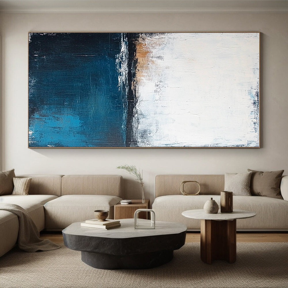 Blue - Gray Abstract Horizon Painting with Quiet Contemplation WINK399