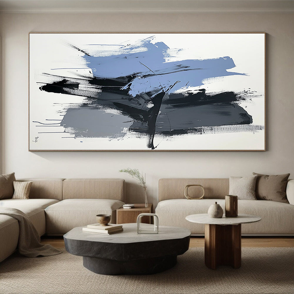 Blue Gray Black Abstract Painting with Subtle Drama WINK517