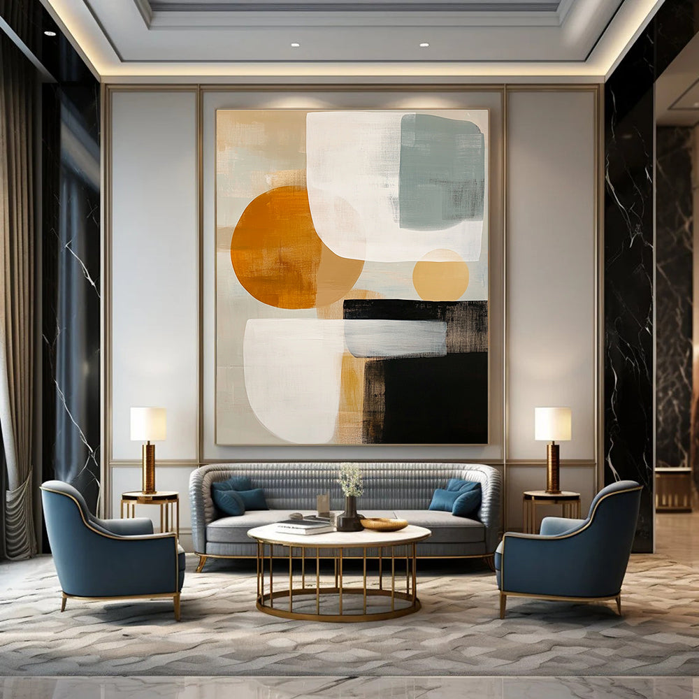 Soft Color Block Abstract Painting for Contemporary Bedroom Retreats GAB1207