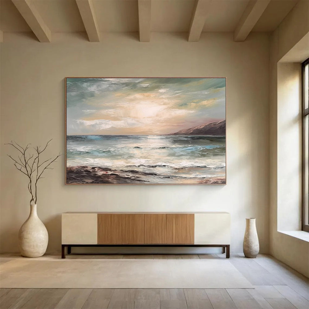 Coastal Sunset Abstract Painting for Beachfront Condo Living Areas YHT316