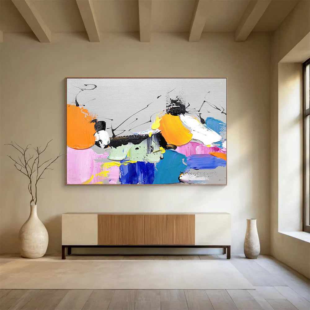 Colorful Abstract Splashes Painting for Creative Studio Workspaces YHT269