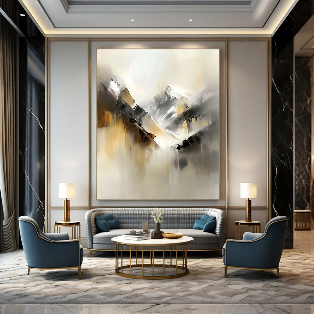 Abstract Mountain Range Painting for Modern Ski Lodge Interiors GAB1162