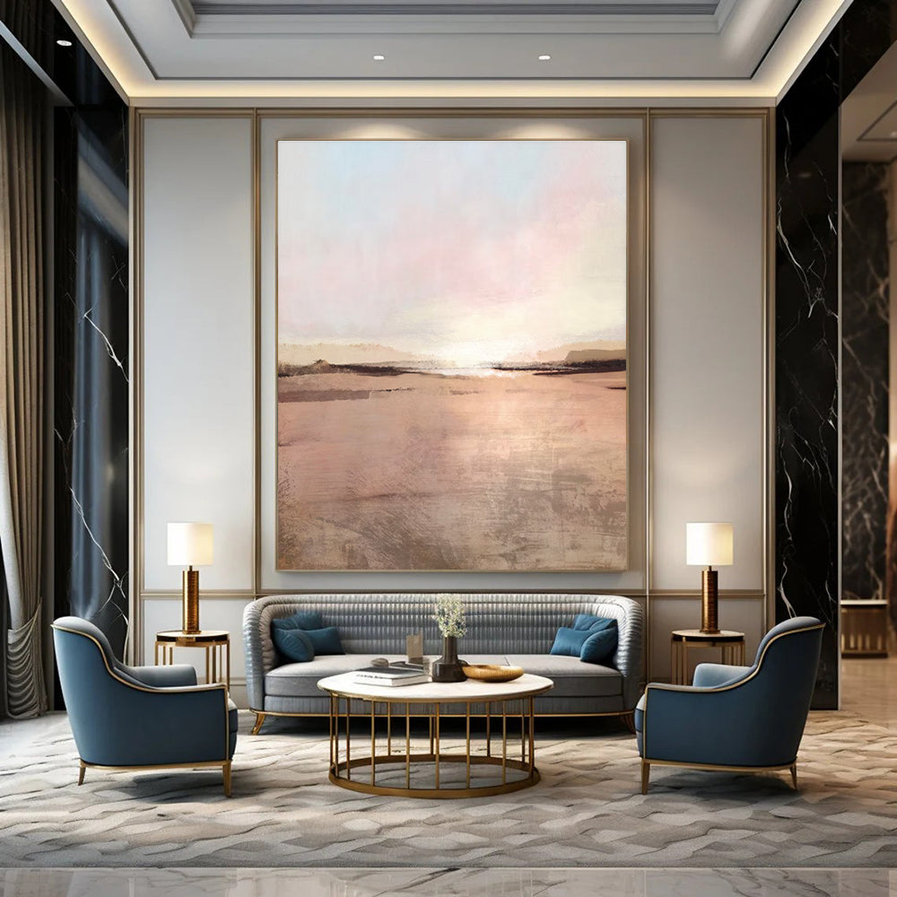 Pastel Sunset Landscape Abstract Painting for Feminine - Styled Bridal Suites HENG174