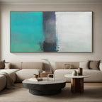 Teal Gray Abstract Horizon Painting with Subtle Depth WINK654