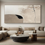Beige and Black Minimalist Shapes Abstract Painting with Quiet Contemplation WINK044