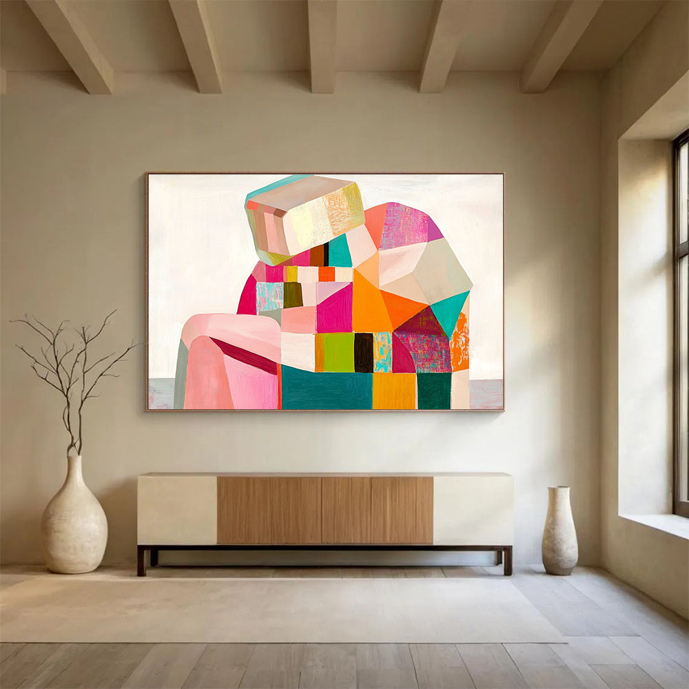 Colorful Geometric Figure Abstract Painting with Vibrant, Modern Shapes ABS512