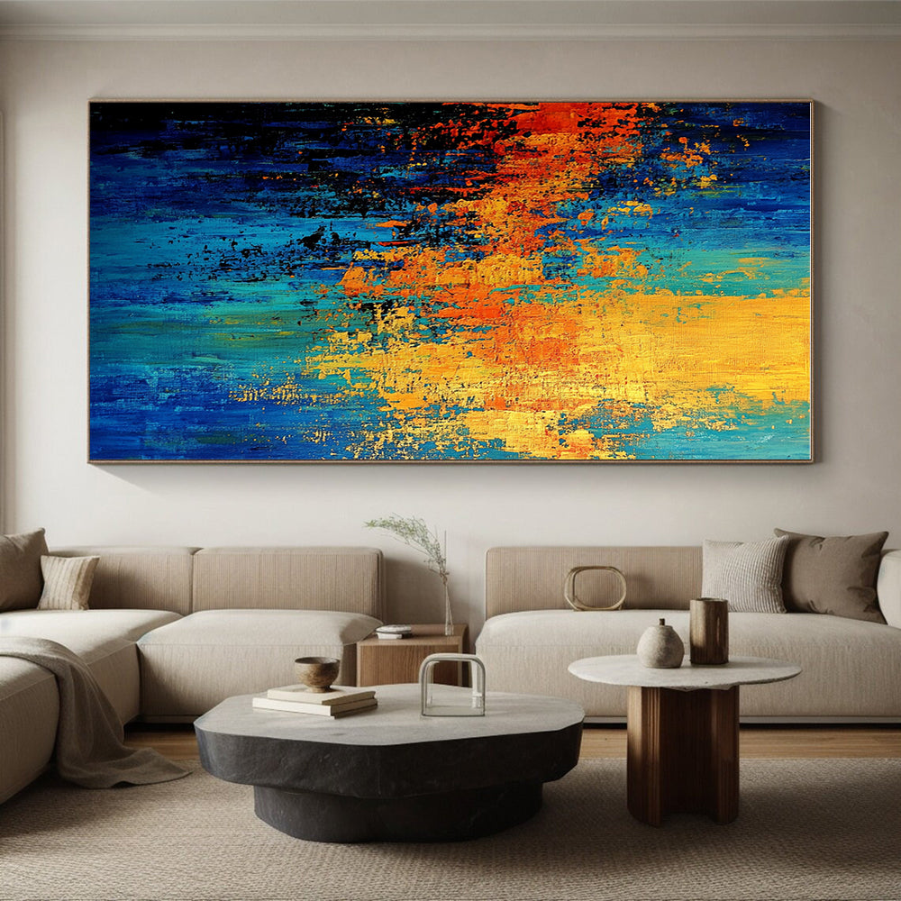 Blue Orange Abstract Painting with Striking Contrast WINK768