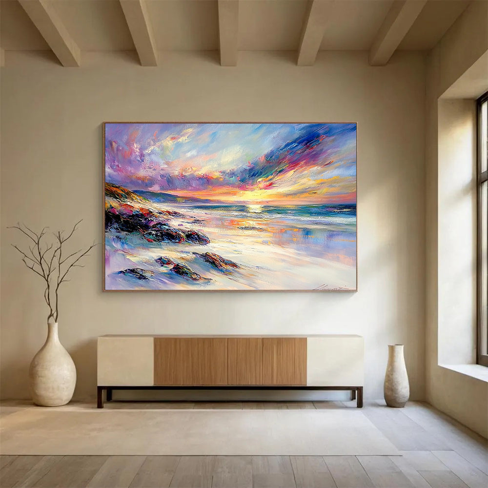 Vibrant Beach Sunset Abstract  Tropical Paradise ABS113