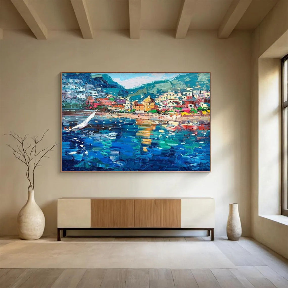 Colorful Coastal Abstract Painting for Nautical - Themed Bars YHT426