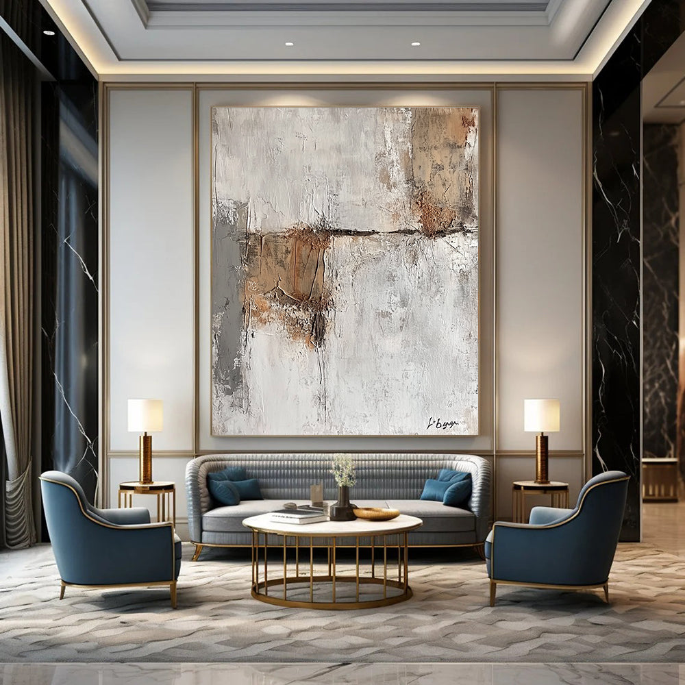 Textured Gray Abstract Painting for Industrial - Styled Lofts GAB1069
