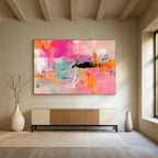 Pink and Orange Abstract Expression Painting with Bold, Spontaneous Marks ABS467