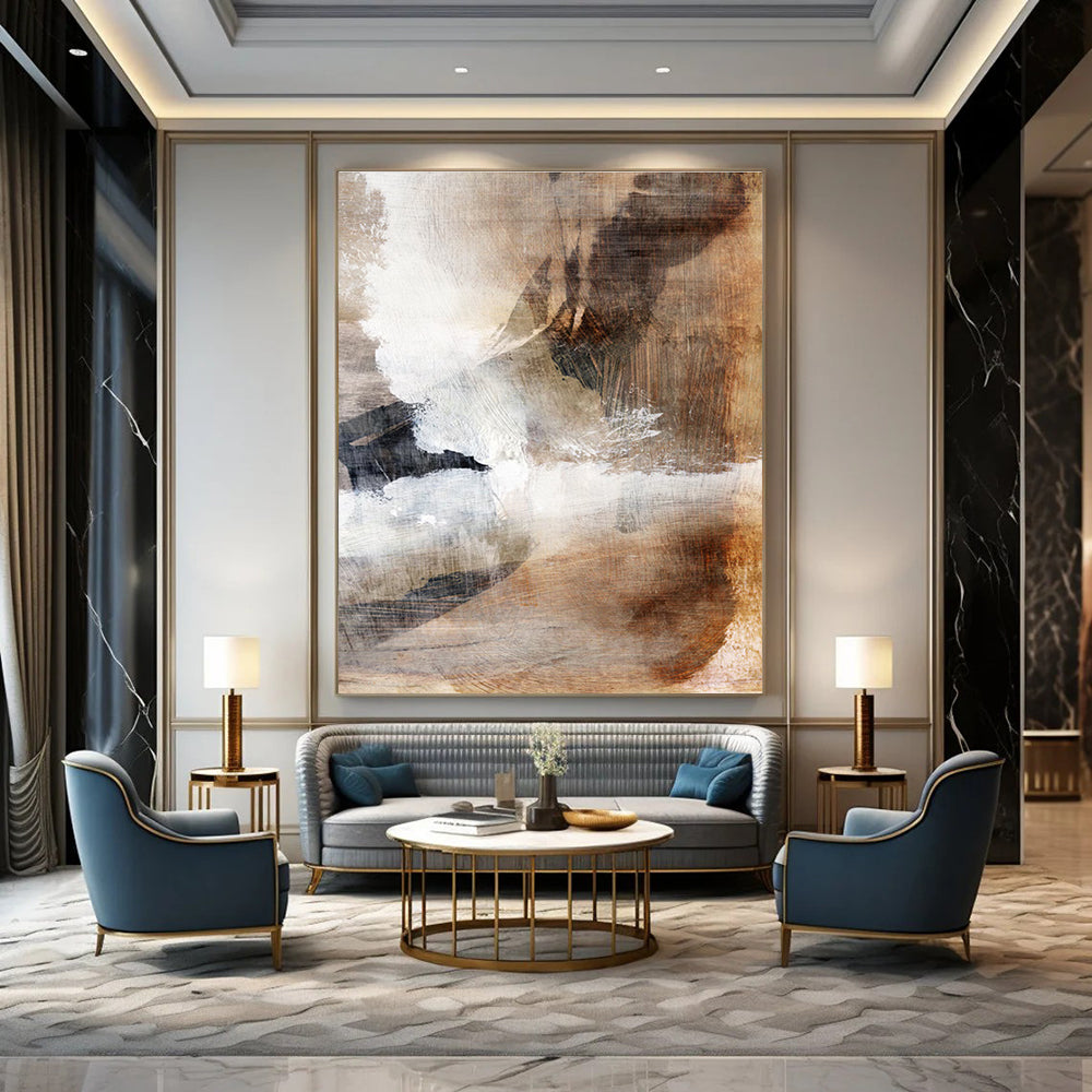 Earth - Toned Abstract Painting for Rustic - Chic Home Interiors HENG209
