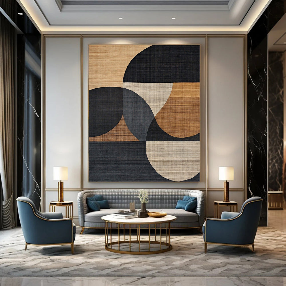 Circular Geometric Patterns Abstract Painting for Modern Office Lobbies GAB1360