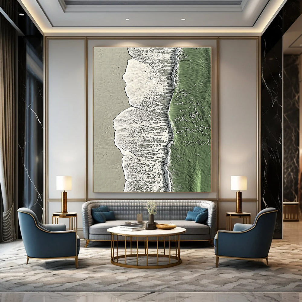 Green Ocean Aerial Contemporary Coastal Abstract Painting GAB0315