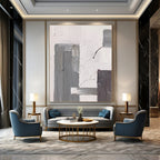 Gray - White Minimalist Abstract Painting for Modern Hallways HENG396