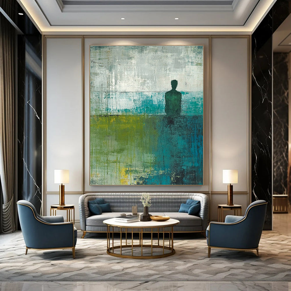 Solitary Figure Abstract Painting for Thoughtful Reading Nooks GAB0897