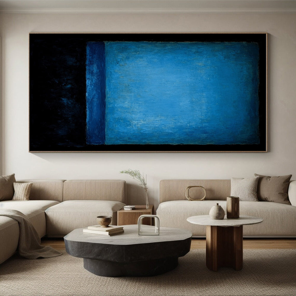 Deep Blue Monochrome Abstract Painting with Quiet Intensity WINK224