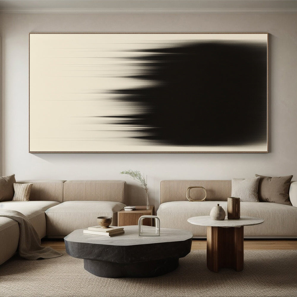 Fading Black Form Abstract Painting with Subtle Transience WINK182
