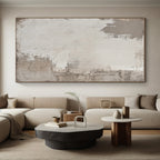 Light Gray Textured Canvas Abstract Painting with Subtle Simplicity WINK042