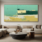 Teal and Yellow Blocks Abstract Painting with Cheerful Contrast WINK108