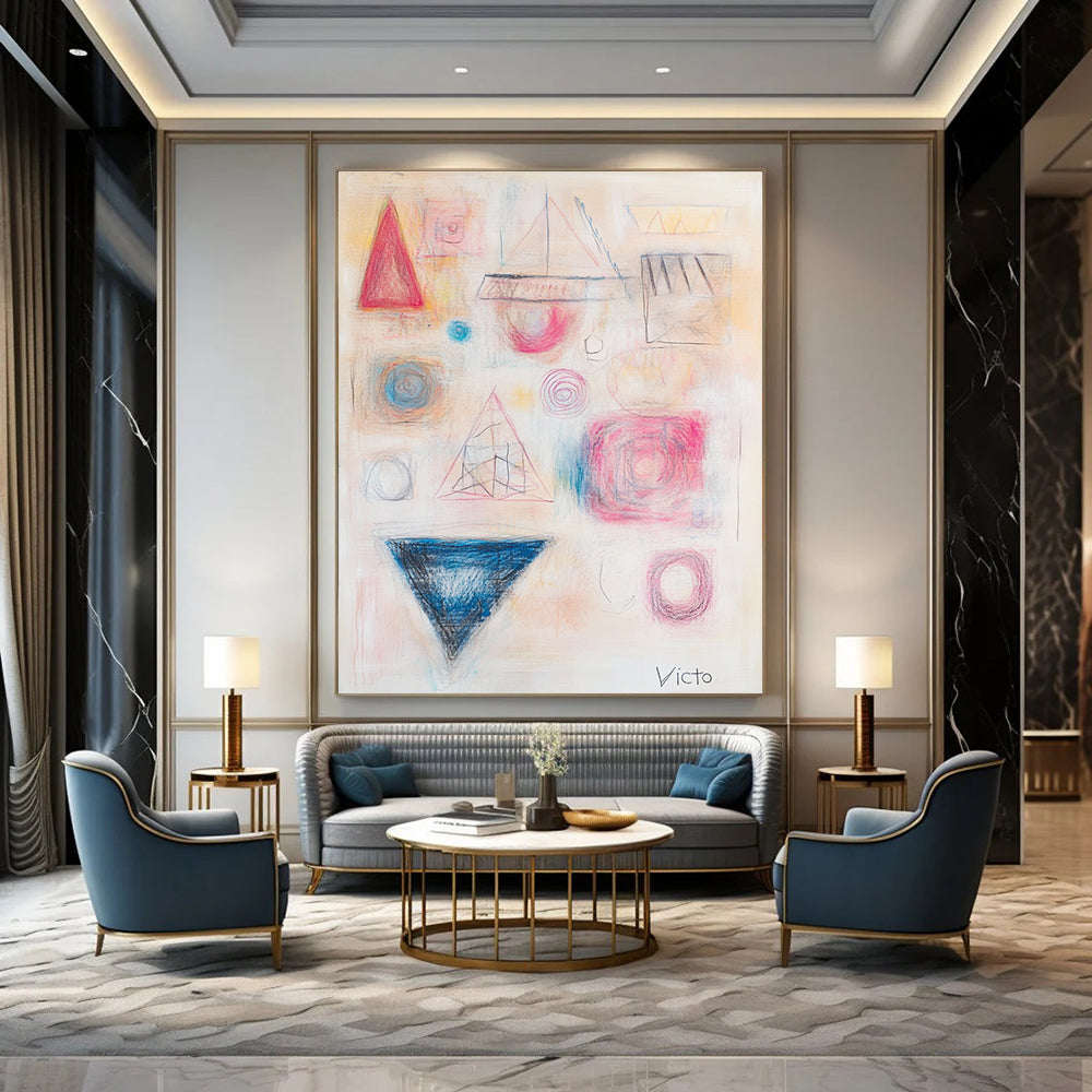 Geometric Pastel Abstract Minimalist Abstract Painting GAB0364