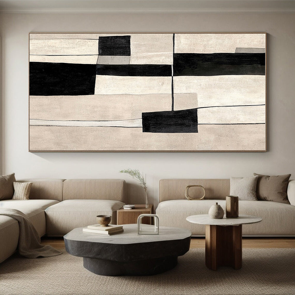 Neutral - Toned Abstract Painting with Geometric Forms WINK862