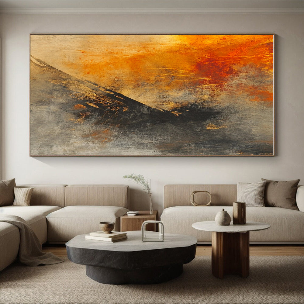 Warm and Cool Tones Abstract Painting with Dramatic Depth WINK800
