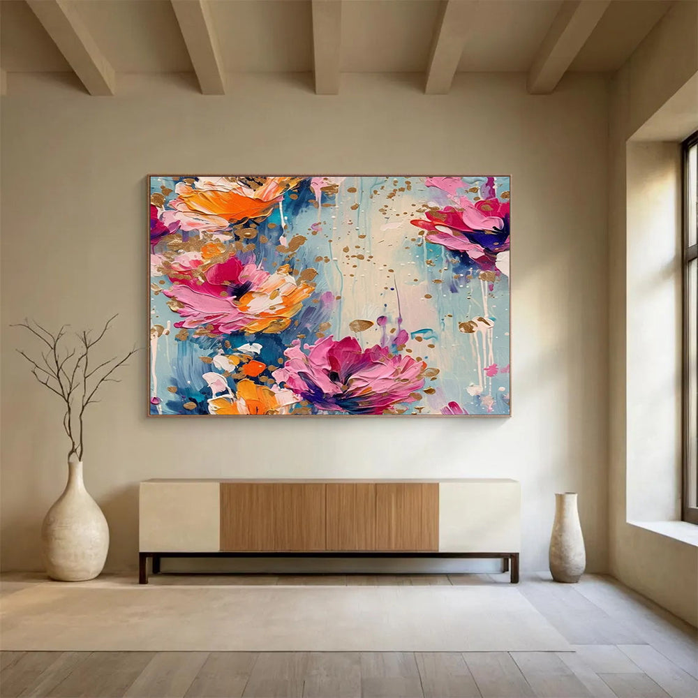 Textured Flower Bouquet Grace Abstract Painting for Elegant Home Offices YHT305