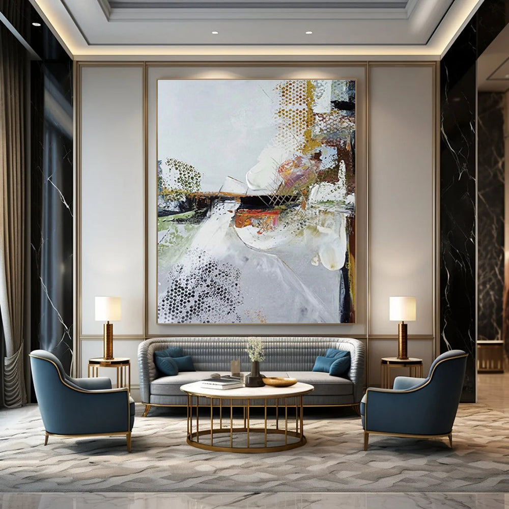 Textured Abstract Composition Abstract Painting for Contemporary Home Libraries HENG047
