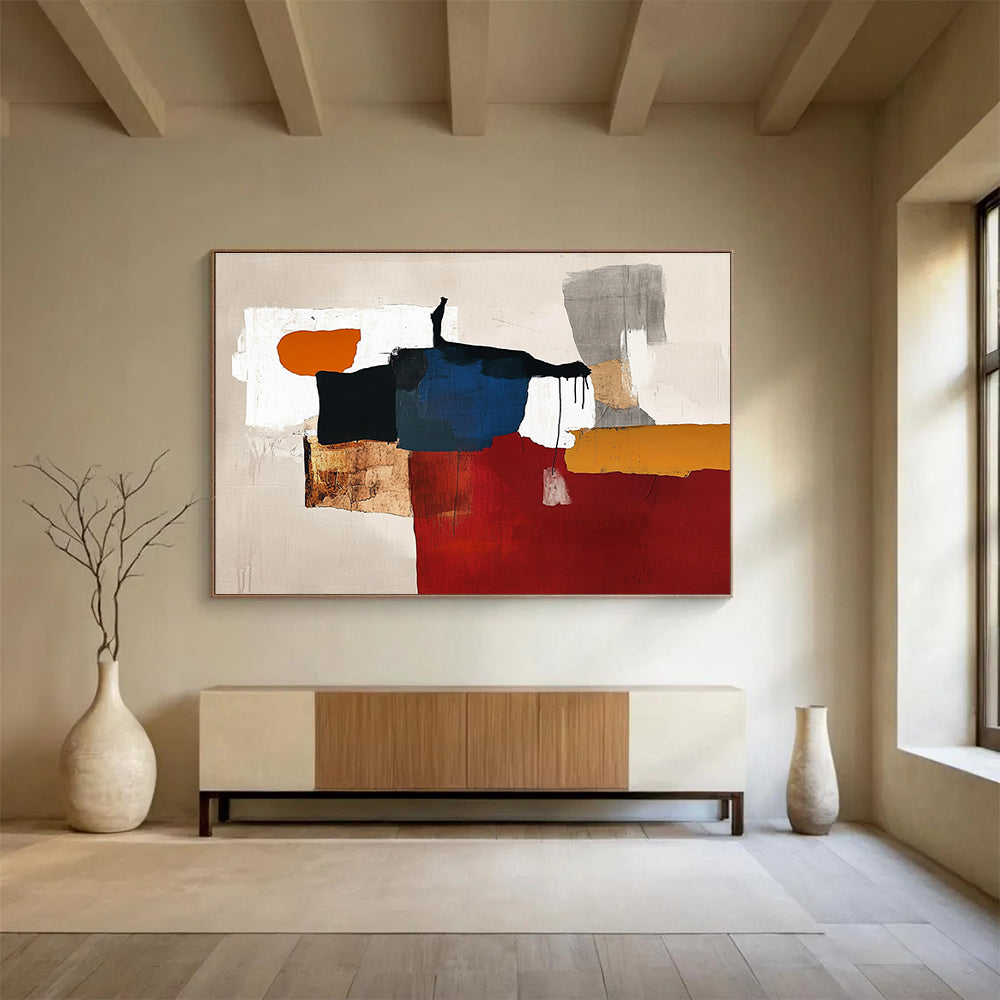 Color Block Collage Abstract Painting with Eclectic, Artistic Fusion ABS487