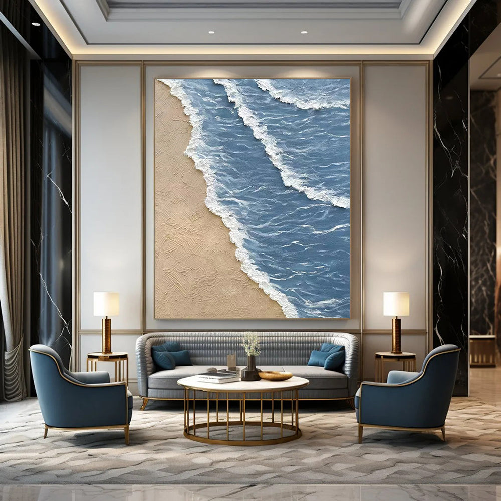 Aerial Beach Wave Abstract Painting for Beach - Lover Homes HENG333