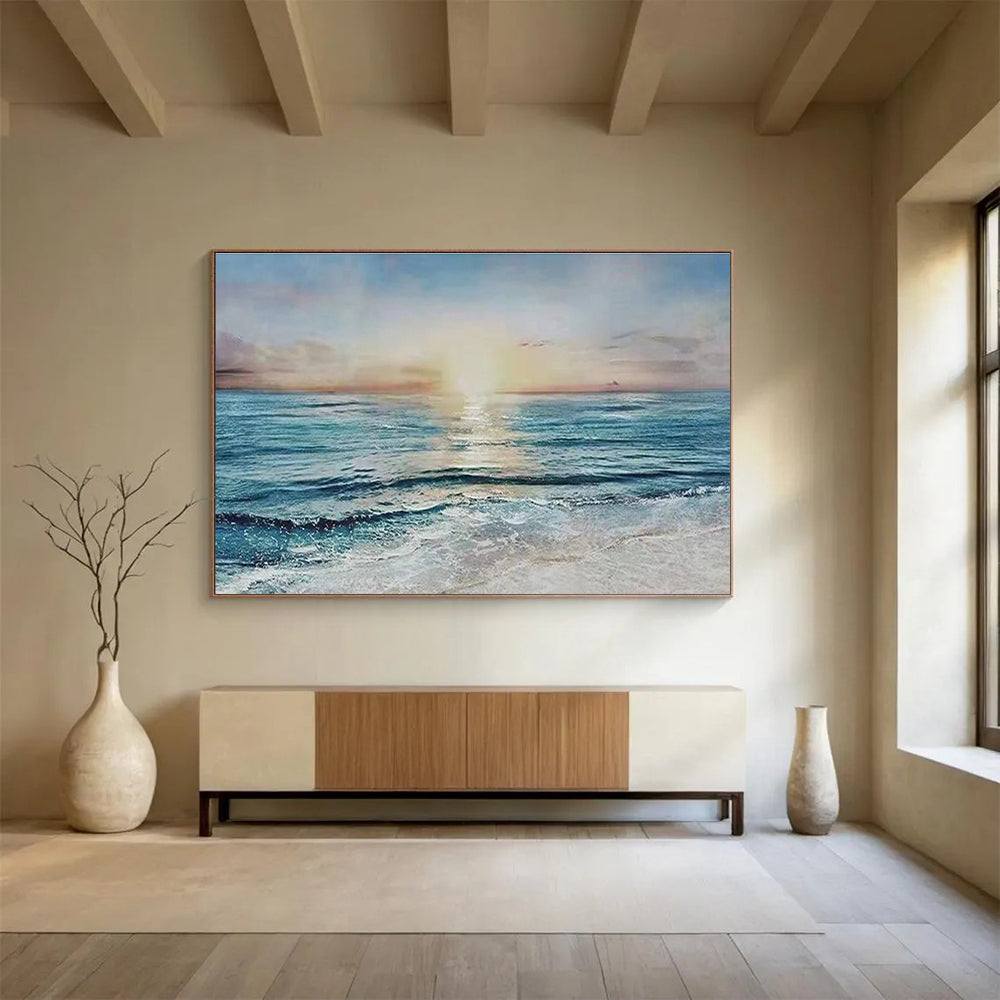 Sea Sunset Abstract Painting for Coastal Home Living Rooms YHT260