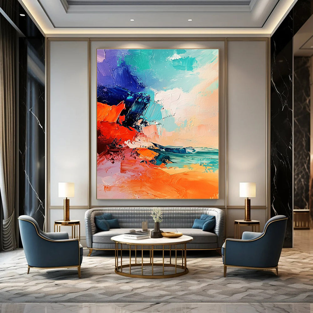 Colorful Coastal Abstract Painting for Vibrant Interiors GAB0731