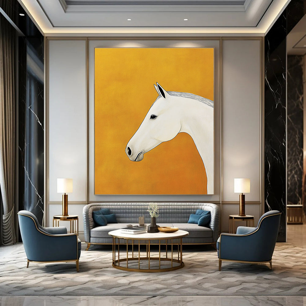 White Horse Portrait Stylized Equine Abstract Painting GAB0229