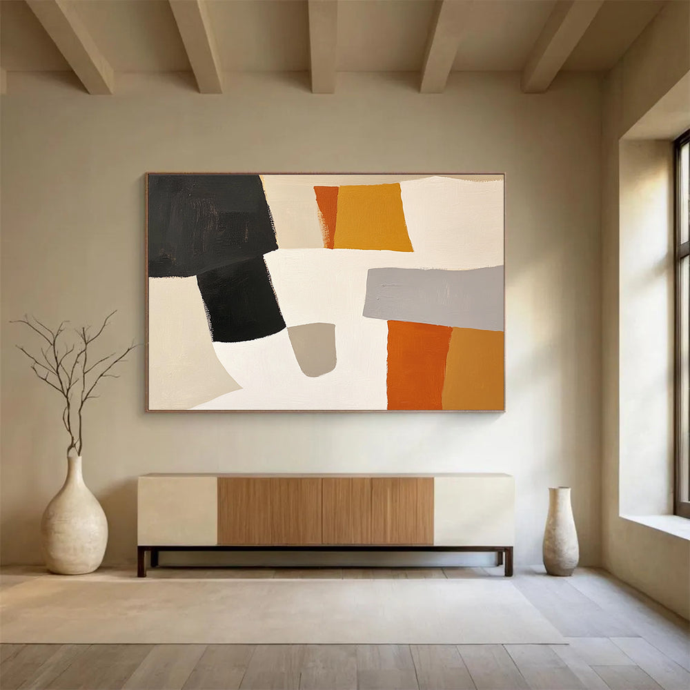 Neutral - Toned Geometric Abstract  Subtle Sophistication ABS105