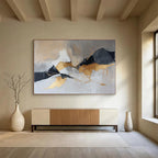 Gold and Gray Abstract Painting with Bold Shapes ABS275