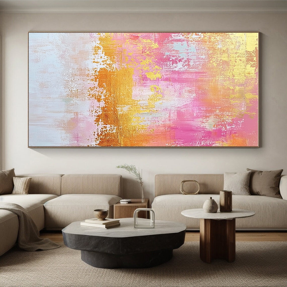Pink Gold Orange Abstract Painting with Dreamy Warmth WINK451