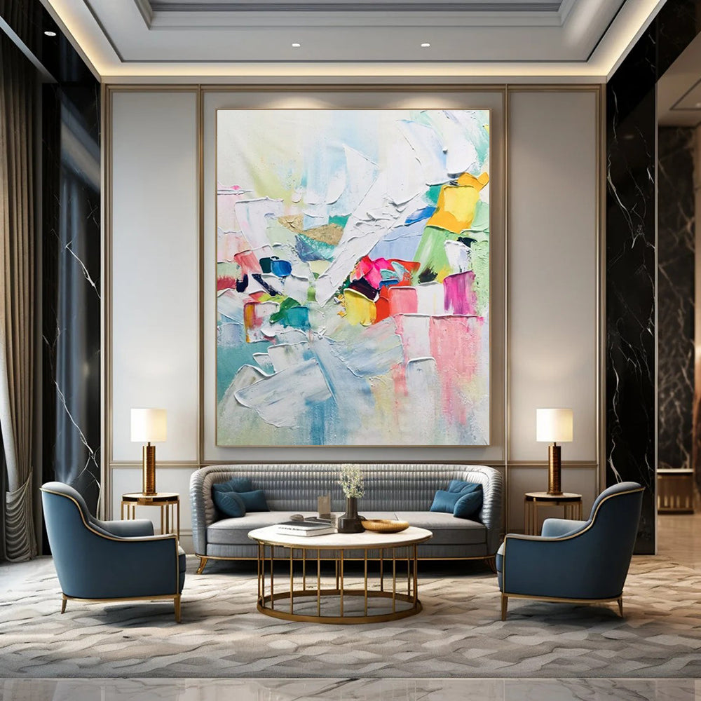 Dynamic Colorful Abstract Composition Painting for Energetic Spaces HENG267