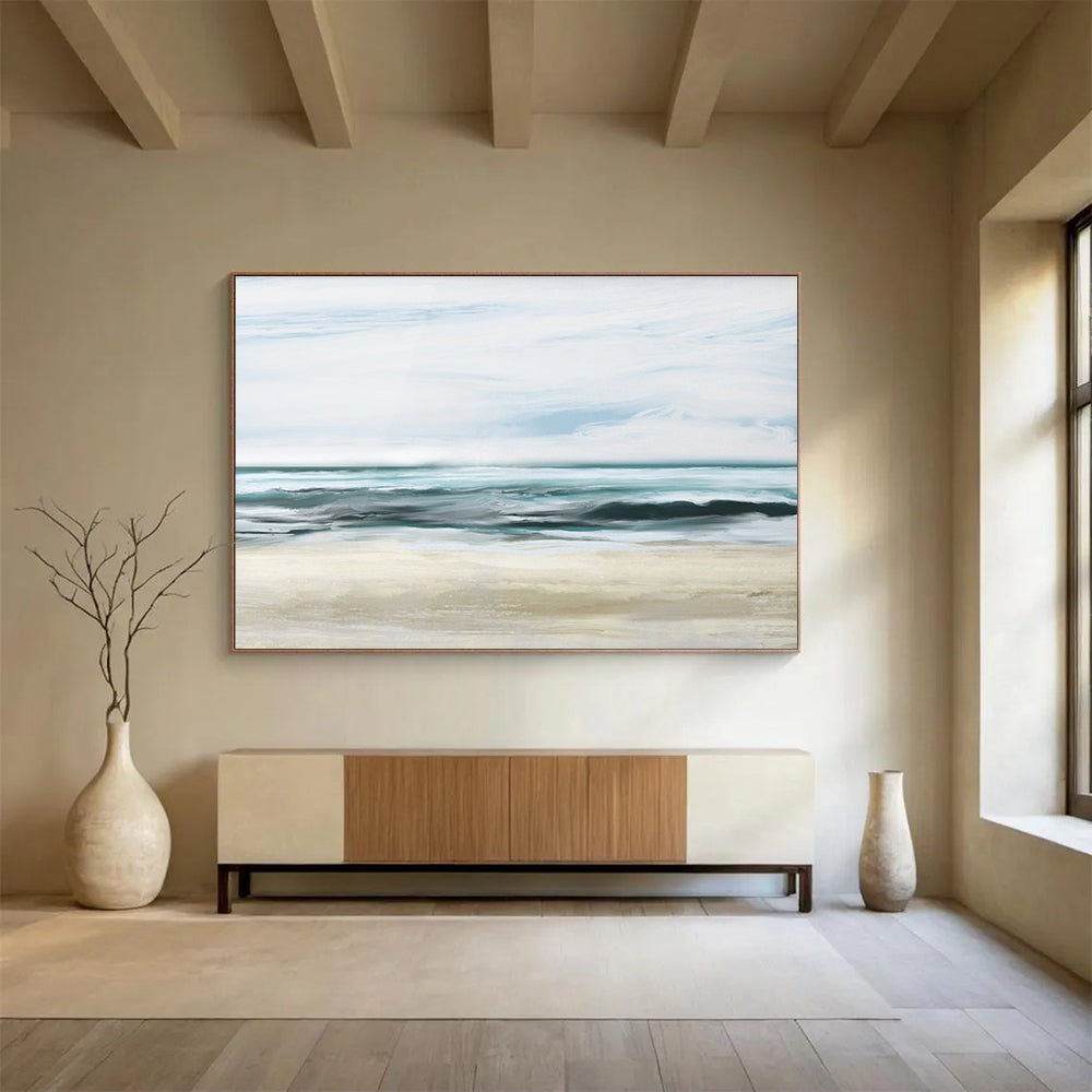 Calm Sea Abstract Painting for Coastal Bedrooms YHT128