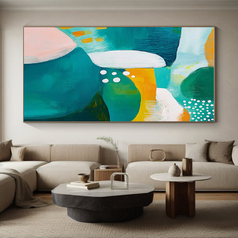 Colorful Abstract Shapes with Dots Abstract Painting with Playful Energy WINK266