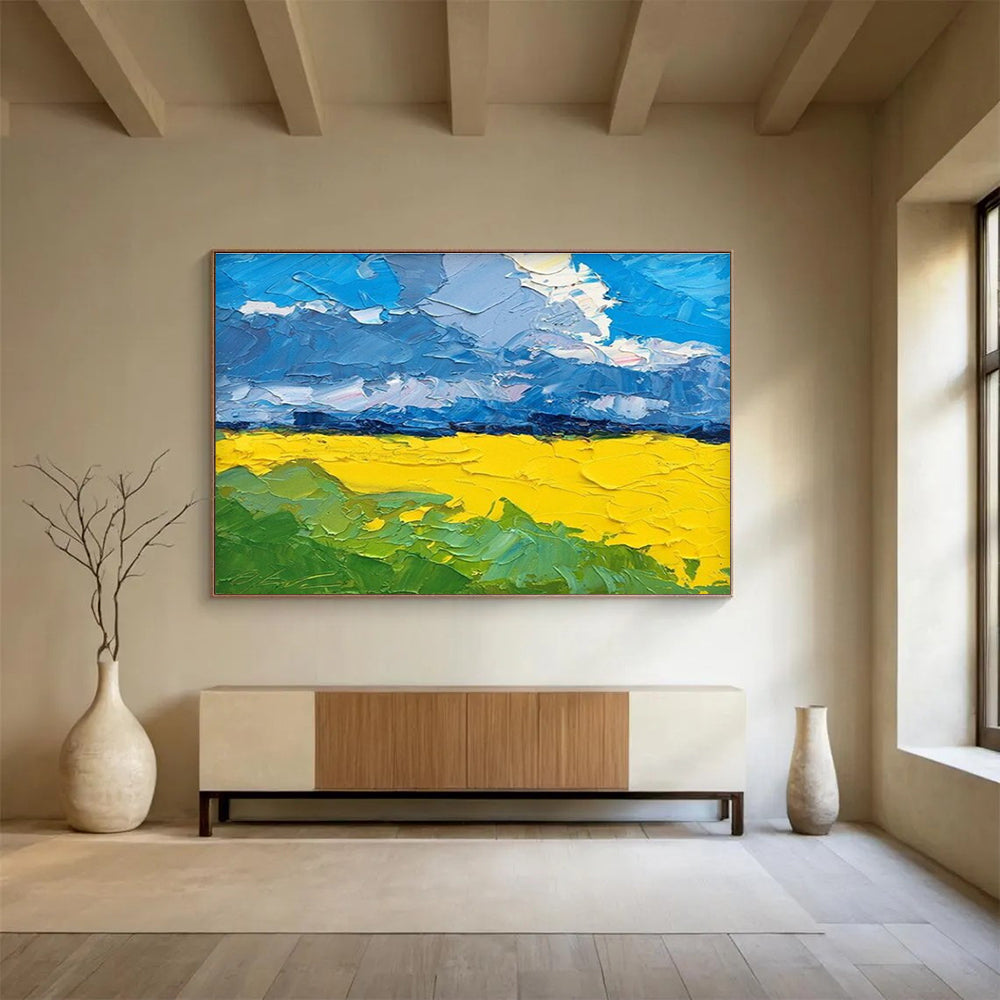 Yellow Field Abstract Painting for Countryside Home Living Rooms YHT480